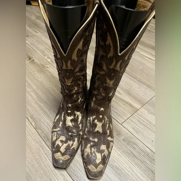 Brown and Cream Charlie 1 Horse Western Cowboy Boots - Picture 5 of 10